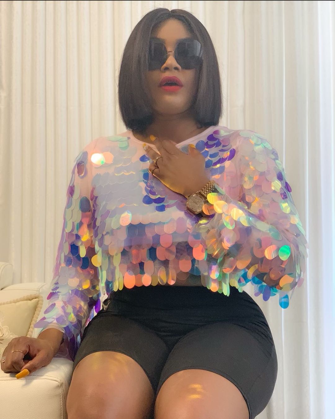 Angela Okorie Steps Out Showing Massive Cleavage
