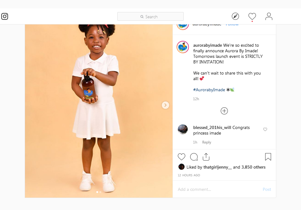 Imade Adeleke, Davido’s Daughter, Launches Hair Care Line