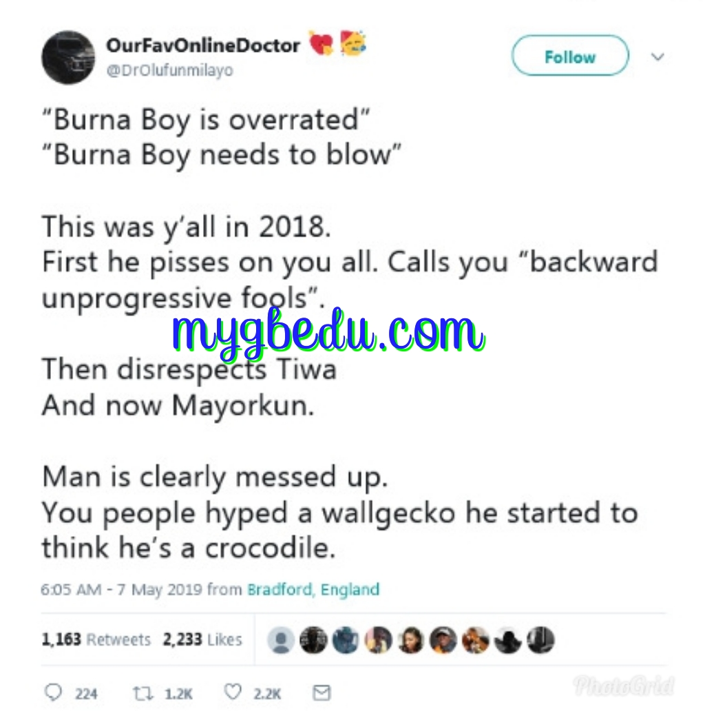 Burna Boy Fights Dirty With A Troll On Twitter