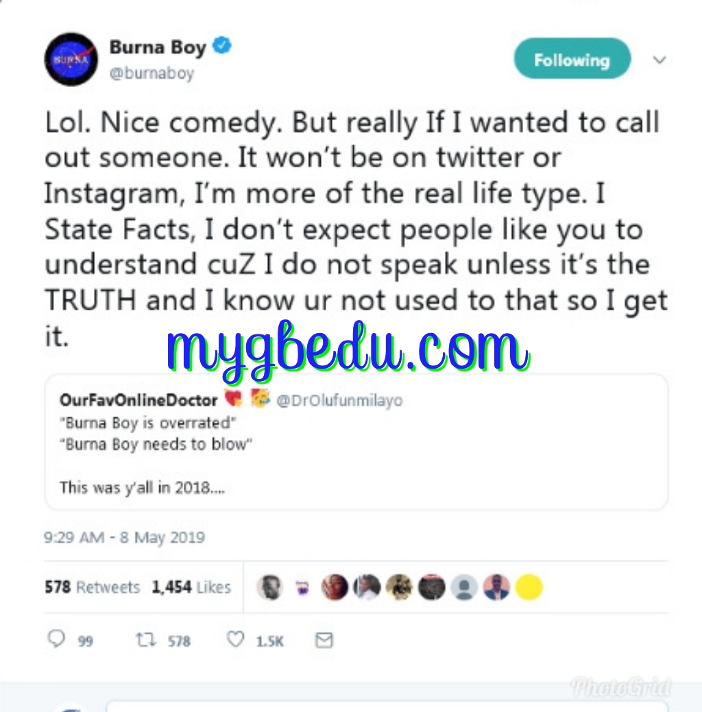 Burna Boy Fights Dirty With A Troll On Twitter