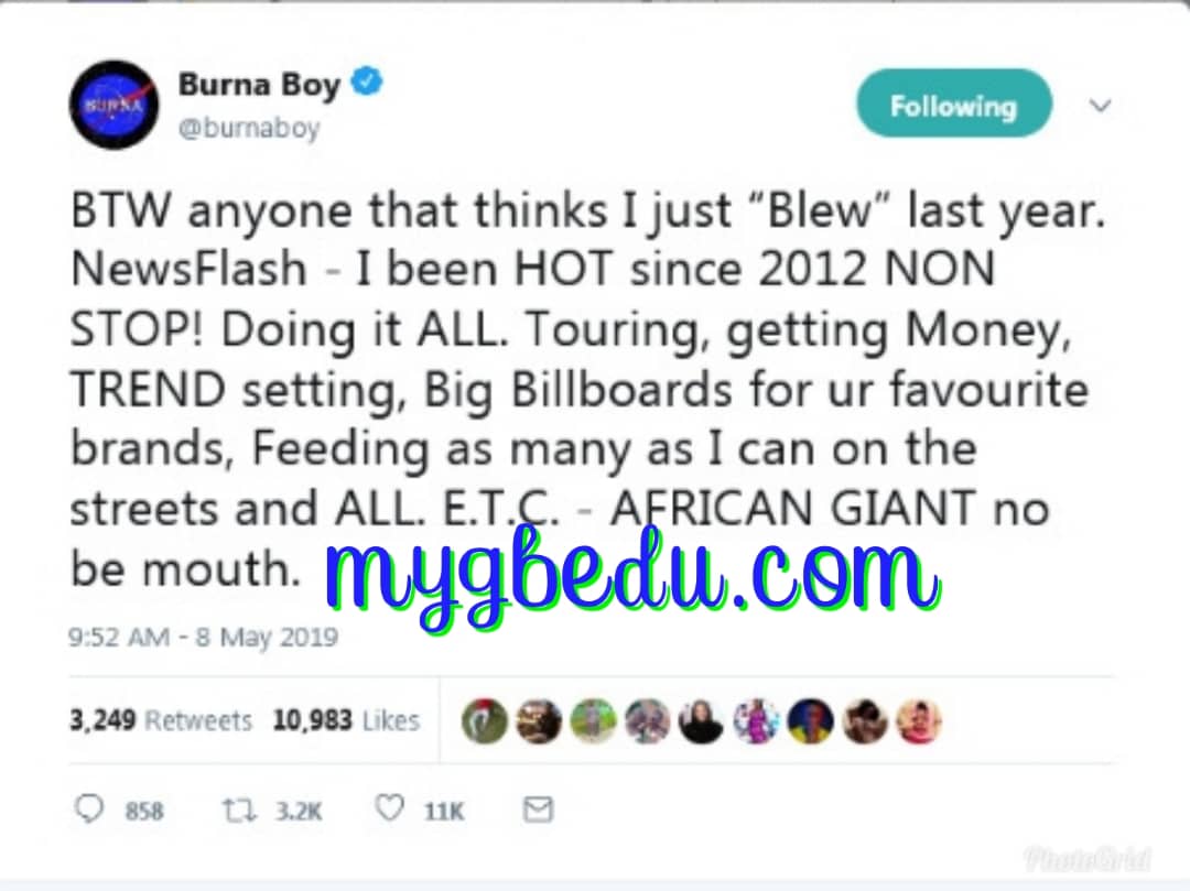 Burna Boy Fights Dirty With A Troll On Twitter
