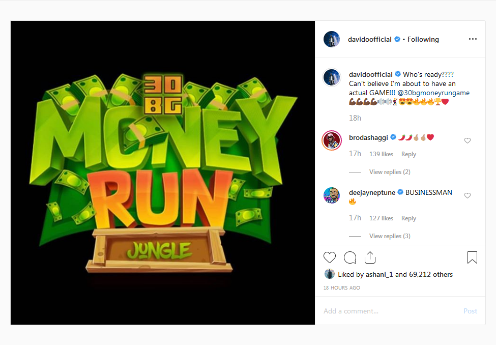 Davido Becomes The First Nigerian Musician To Have His Own Video Game '30BG Money Run'