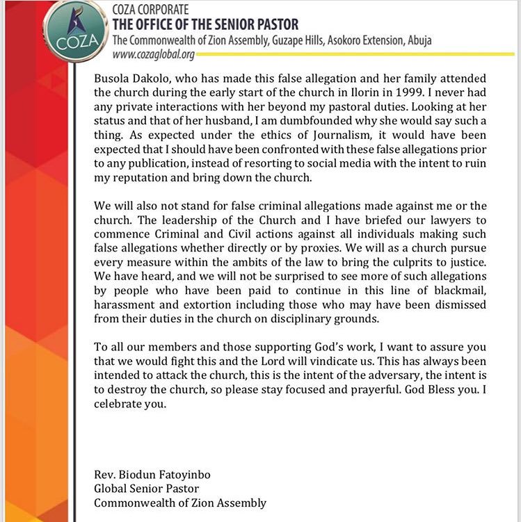 I Have Never Raped Before, Not Even As An Unbeliever, Pastor Biodun Debunks Busola Rape Claims