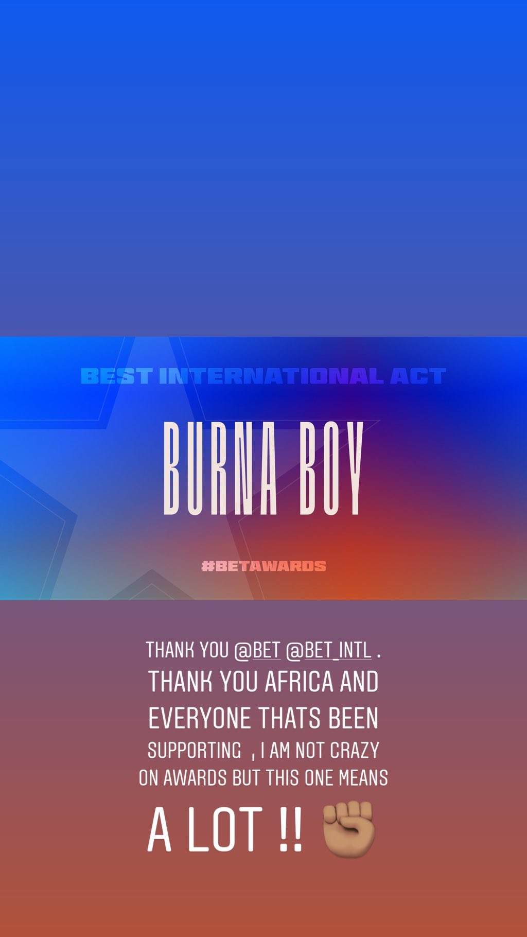 Burna Boy Wins 2019 Bet Best International Act Award