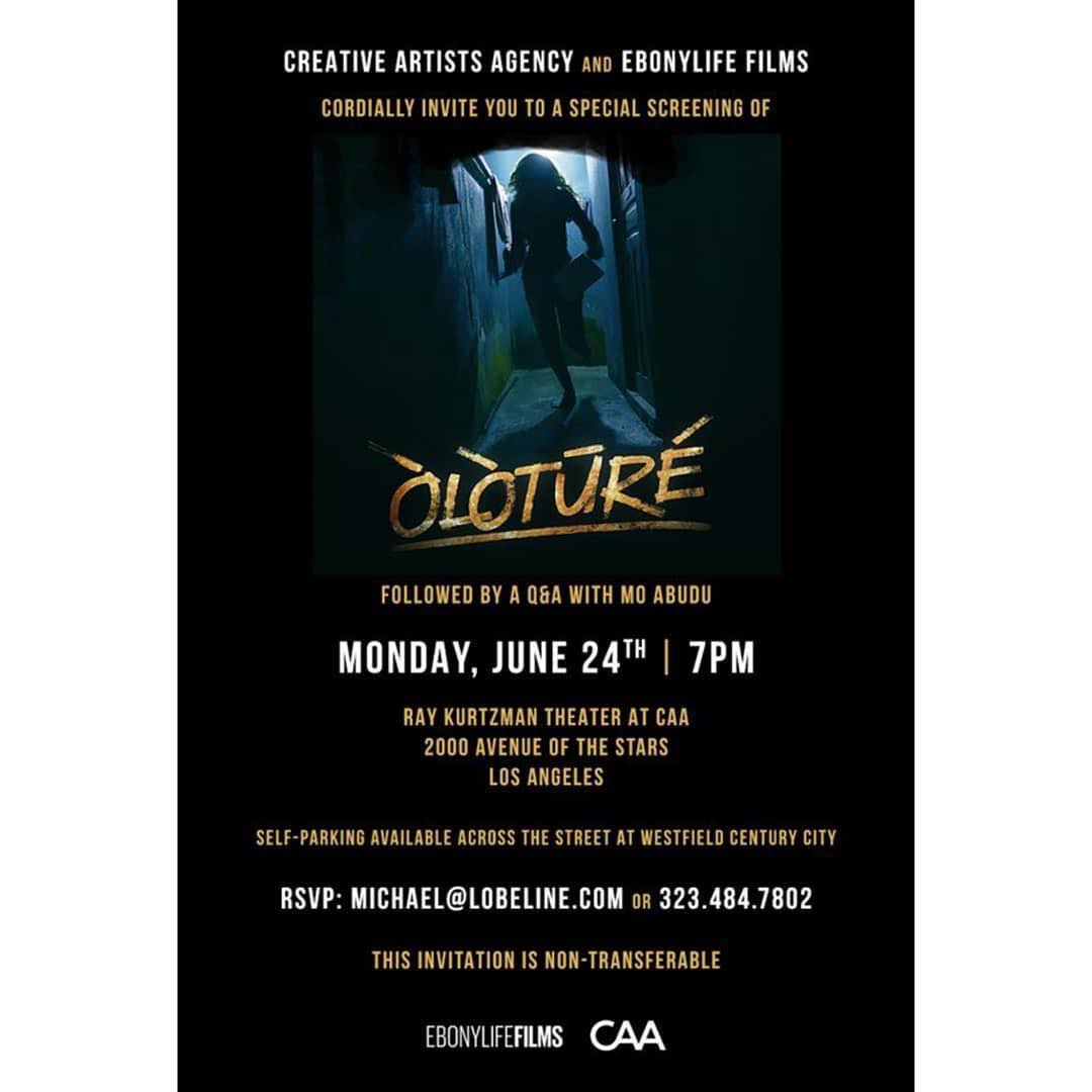 Ebonylife Films And Creative Artists Agency (CAA) Host Screening Of Òlòtūré In Los Angeles
