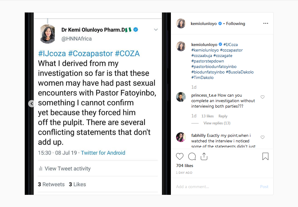 Busola Was Never Raped By Pastor Biodun - Kemi Olunloyo Reveals