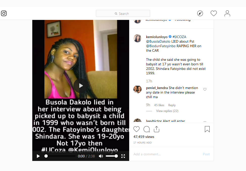 Busola Was Never Raped By Pastor Biodun - Kemi Olunloyo Reveals