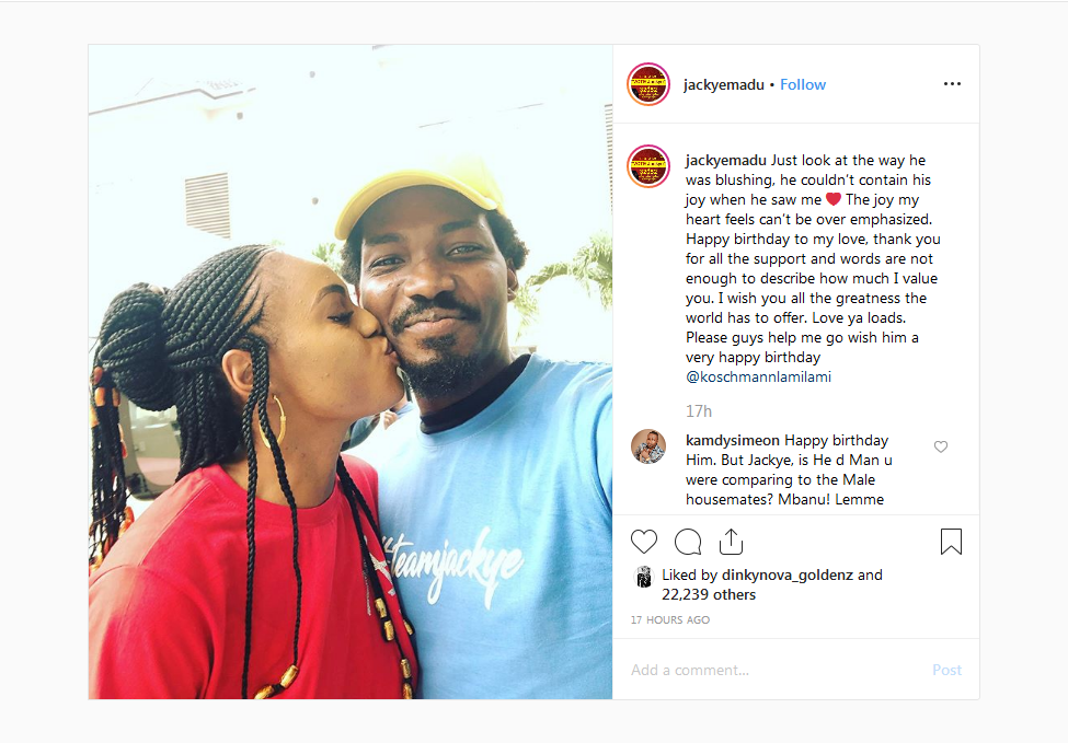 BBNaija 2019: Jackye Reunites With Boyfriend (Photo)