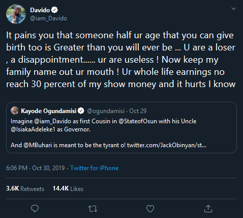 Davido Unleashed The Viper Venom On Kayode Ogundamisi