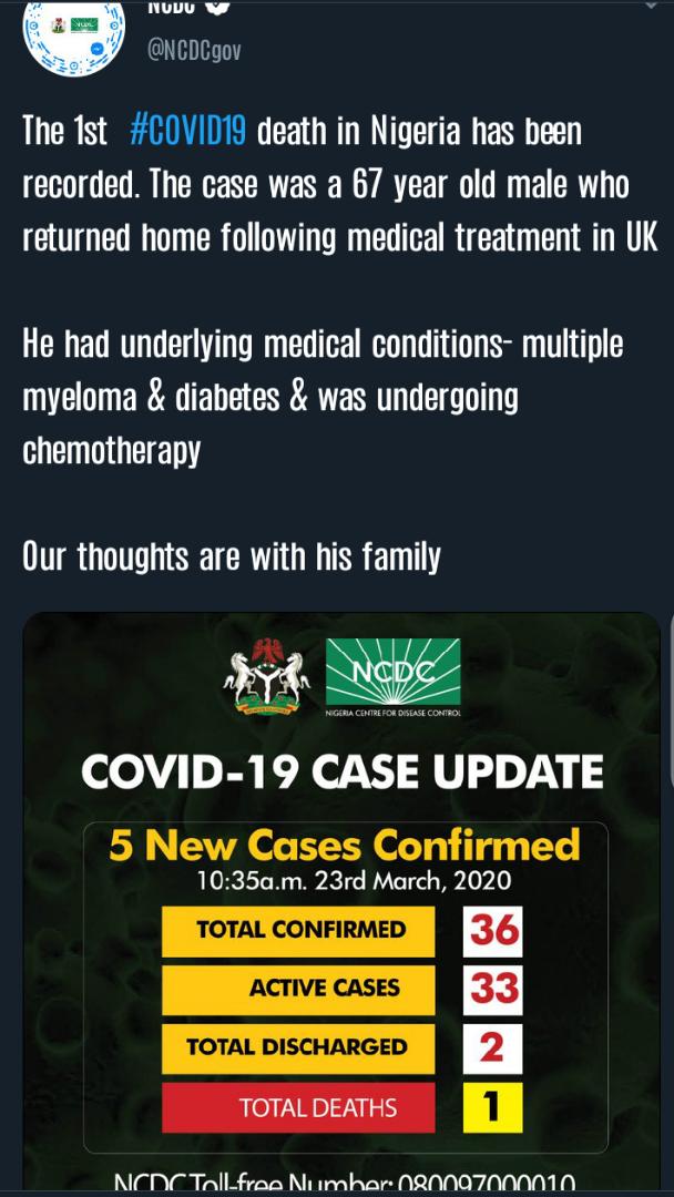 CORONA VIRUS UPDATE: Nigeria Record First Death Case (PHOTO)